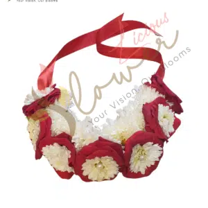 Red Rose & White Chrysanthemum Floral Bracelet