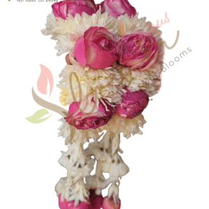 Pink Rose & White Chrysanthemum Floral Bridal Kaleera