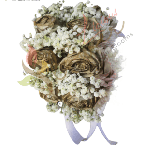Golden Rose & Baby’s Breath Floral Bracelet