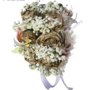 Golden Rose & Baby’s Breath Floral Bracelet