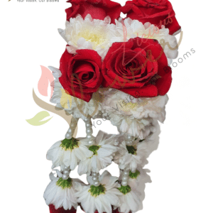 Red Rose & White Chrysanthemum Floral Bridal Kaleera