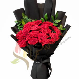 Classic Noir Red Roses Bouquet