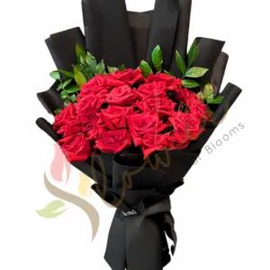 Classic Noir Red Roses Bouquet