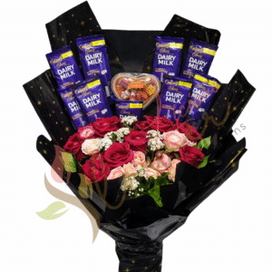 Starry Delight Roses & Dairy Milk Chocolate Bouquet
