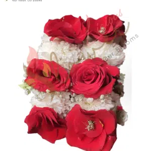 Red Rose & White Chrysanthemum Floral Bracelet