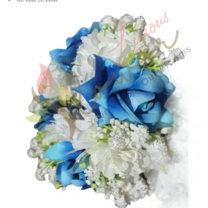 Blue Rose & White Floral Bracelet