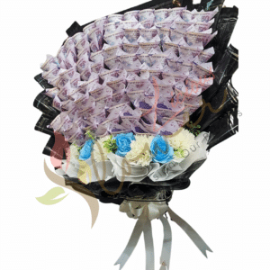 Royal Blue Money & Flowers Bouquet
