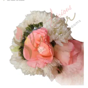 Peach Rose & White Chrysanthemum Fresh Flower Bracelet