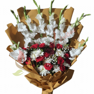 Majestic Gladiolus & Red Rose Bouquet
