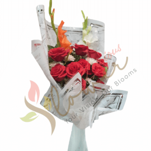 Graceful Red Roses & Gladiolus Bouquet