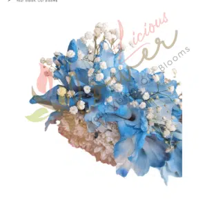 Blue Orchid & Baby’s Breath Floral Bracelet