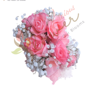 Pink Rose & Baby’s Breath Floral Bracelet