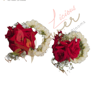 Jasmine & Red Rose Floral Bracelet Set