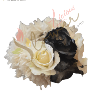 Green & Black Rose with White Chrysanthemum Floral Bracelet