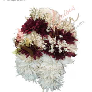 Maroon & White Chrysanthemum Bridal Bouquet