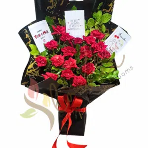Love Notes With Red Roses Bouquet