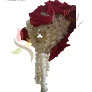Red Rose & Jasmine Heart Shaped Floral Wreath