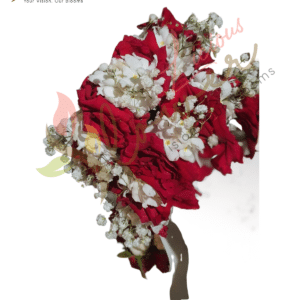 Red Rose & White Blossom Bridal Bouquet