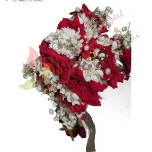 Red Rose & White Blossom Bridal Bouquet