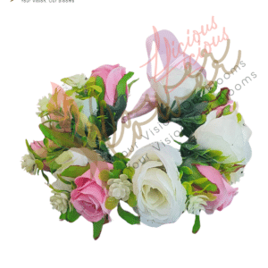 Pink & White Rose Floral Bracelet