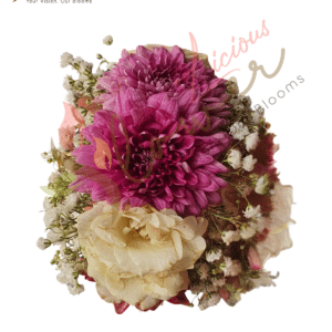 Magenta Chrysanthemum & Ivory Rose Bouquet