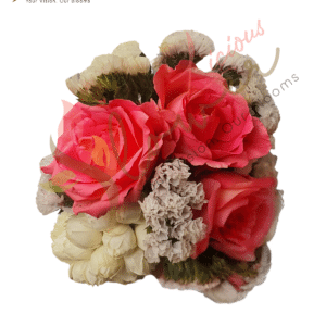 Coral Rose & Ivory Floral Hand Bracelet