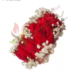 Red Rose & Baby’s Breath Hand Floral Bracelet