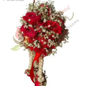 Red Rose & Jasmine Hanging Hand Floral Bracelet