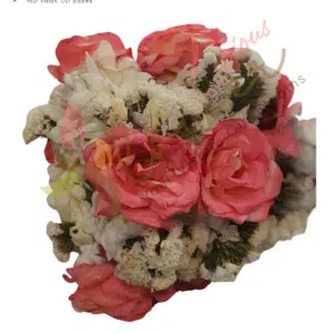 Coral Rose & Ivory Blossom Hand Floral Bracelet