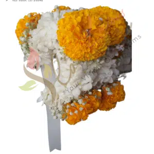 Yellow Marigold & White Hydrangea Hand Floral Bracelet